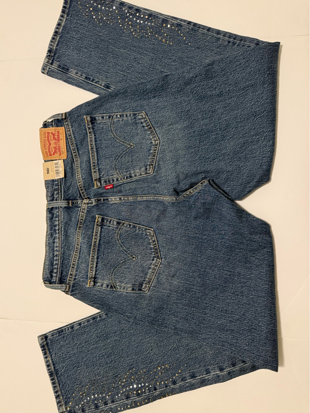 Levi's 501™ Curve Straight Leg Denim Rhinestone Jeans Solargenic- Dark Blue - Picture 7 of 10